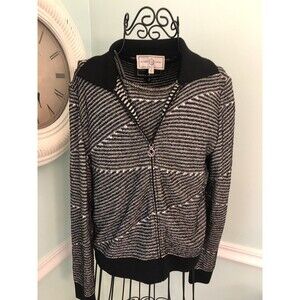 ST. John SPORT KNIT Zip Front Sequins Cardigan & TANK TWin SET S P Marie Gray